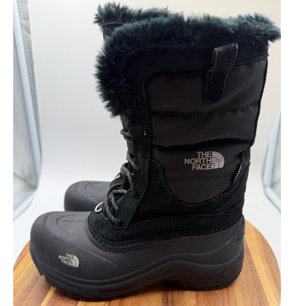The North Face Shellista Black Faux Fur Girls Size 5 Waterproof Boots 0431
